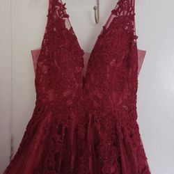 Crimson Red Beaded Dress 