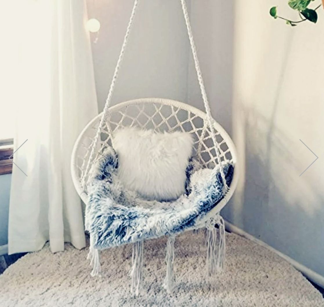 MACRAME HAMMOCK CHAIR FOR INDOOR OR OUTDOOR
