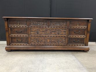 John Widdicomb Carved Dark Wood Dresser