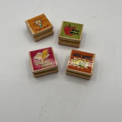 Lot of 4 Wooden Rubber Stamps- Messages From Teacher