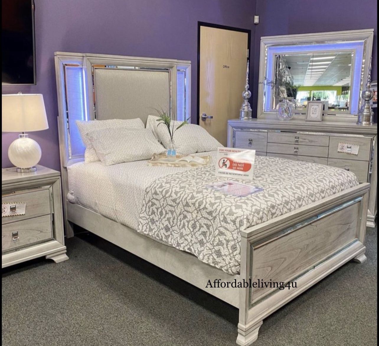 Cal King LED Grey Bed Frame Brand New In Box