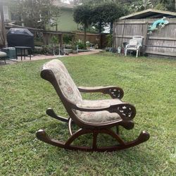 Antique - Matching Carved Wood Chairs – Rocker & Armchair Set