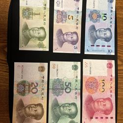Chinese Currency (Yuan / Renminbi) 1, 5, 10, 20, 50, & 100