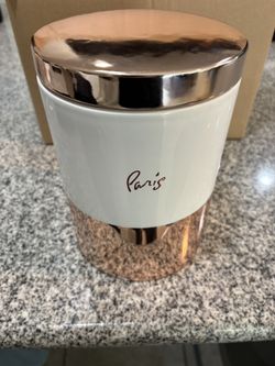 New Paris Cookie Jar   Copper And Cream Color