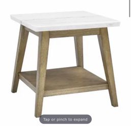 End Table with Marble Top and Wood Base