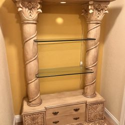 2 Glass Shelf with 2 Drawers - lights up