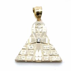 Men’s Woman’s 10k Yellow Gold Egyptian Cross Pyramid Charm Pendant For Necklace GP3118095