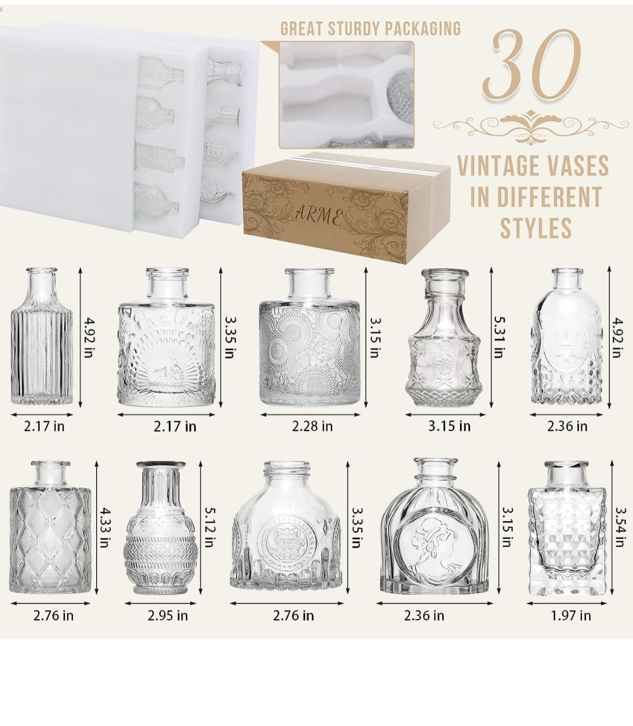 New Glass Bud Vase 30 Pcs
