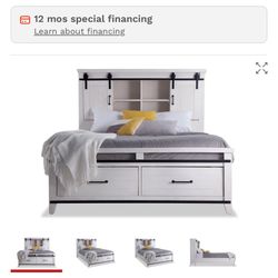 Queen Size Country Style Platform Bed 