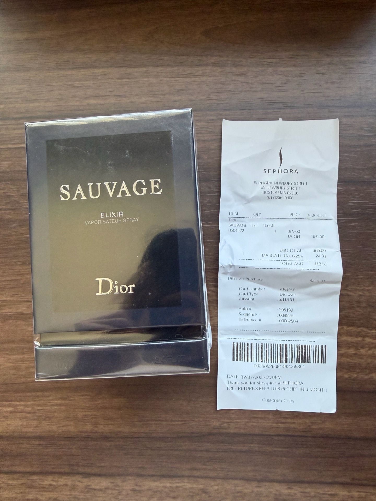 Dior Sauvage Elixir Vaporisateur Spray Sealed Fragrance Spray Eau Perfume