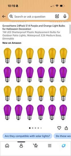 24 packS14 purple and orange light bulbs