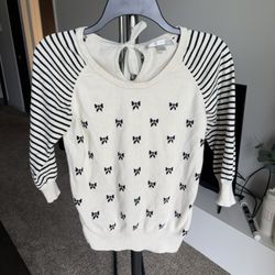 LC Lauren Conrad white and black bow sweater