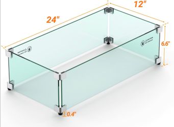 Fire Pit Glass Wind Guards x2