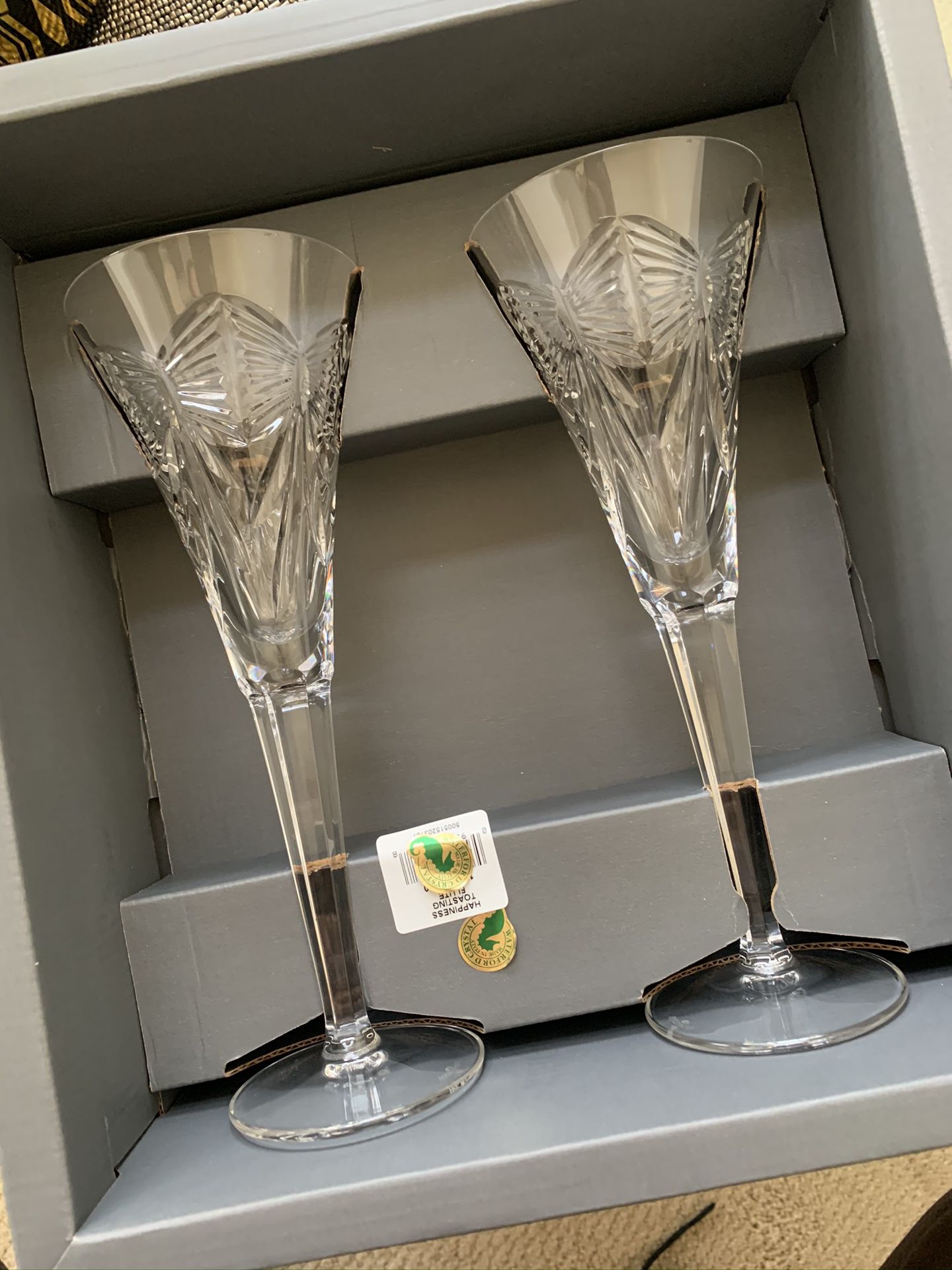 Retired Waterford Crystal Toasting Champagne Flutes