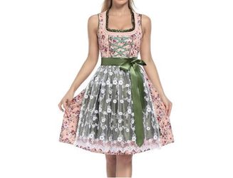 GloryStar Women's German Dirndl Dress Traditional Bavarian Beer Garden Oktoberfe