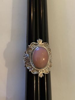Sterling silver and rose quartz ring size 10