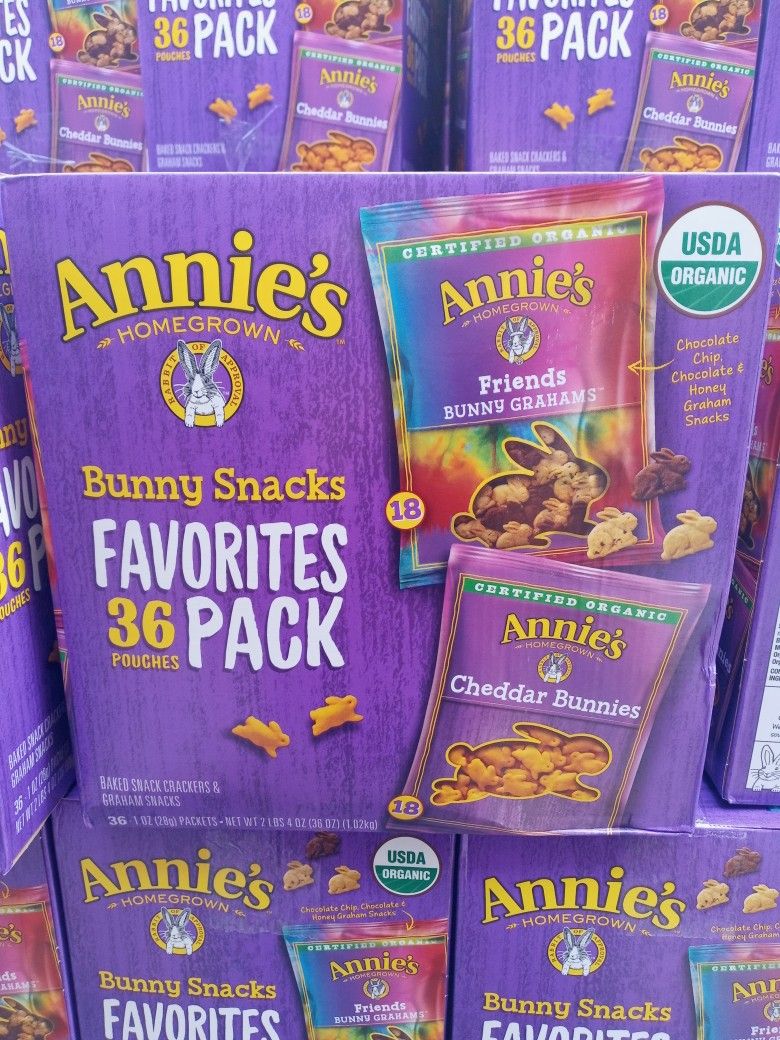 One Box 36 Packs Annie's Bunny Snacks 6/15/22