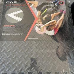 CAP Barbell High Density Interlocking Puzzle Mat, .50-in Thick EVA Foam Exercise Gym Flooring, Black, 6 Pieces, 20.78 Sq ft