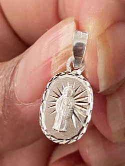 Oval Miraculous Medal Pendant Sterling Silver 925 Saint Jude Religious Charm