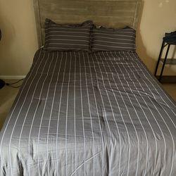 Grey wood  queen size bed