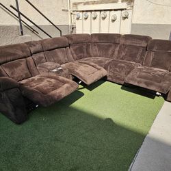 Last Sectional Brand New 3 Manual Recliners Brown Microfiber Soft $799