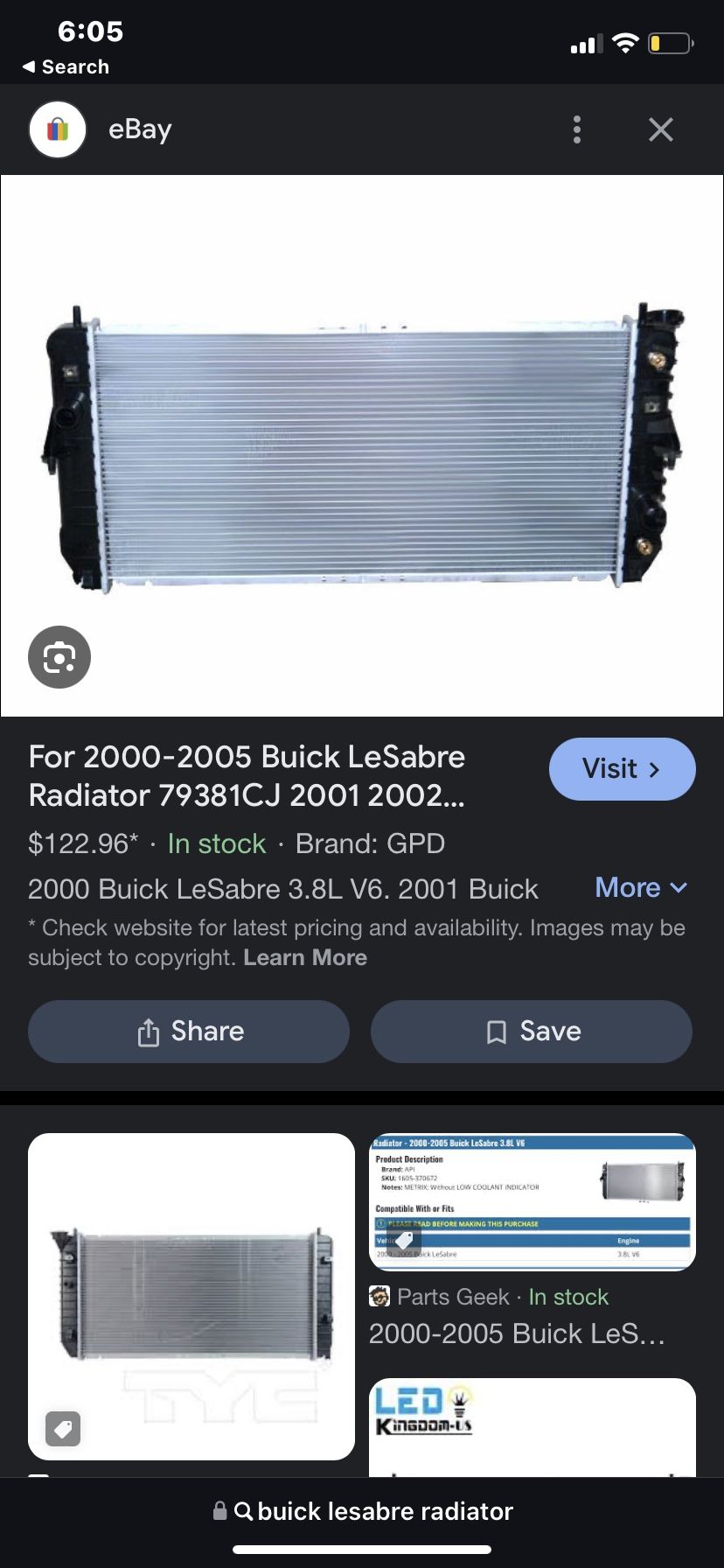 Radiator For Buick Lesabre 2005