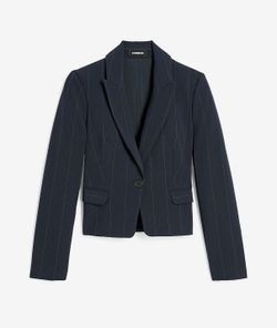 EXPRESS $128 NAVY PINSTRIPE PEAK LAPEL ONE BUTTON BLAZER SZ 2