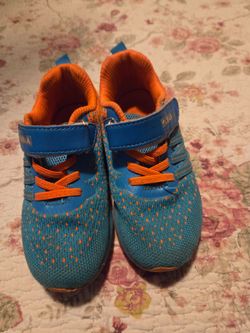 Kids Blue and Orange Sneakers with Velcro Strap