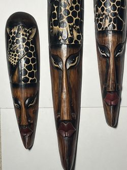 Hand carved Mask Trio