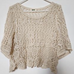 Women's Cream Crochet Top Size F