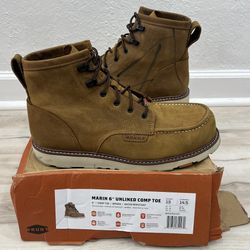 BRUNT Men Size 13 Marin Unlined Soft Toe WorkBoot Brown Waterproof Slip Resist