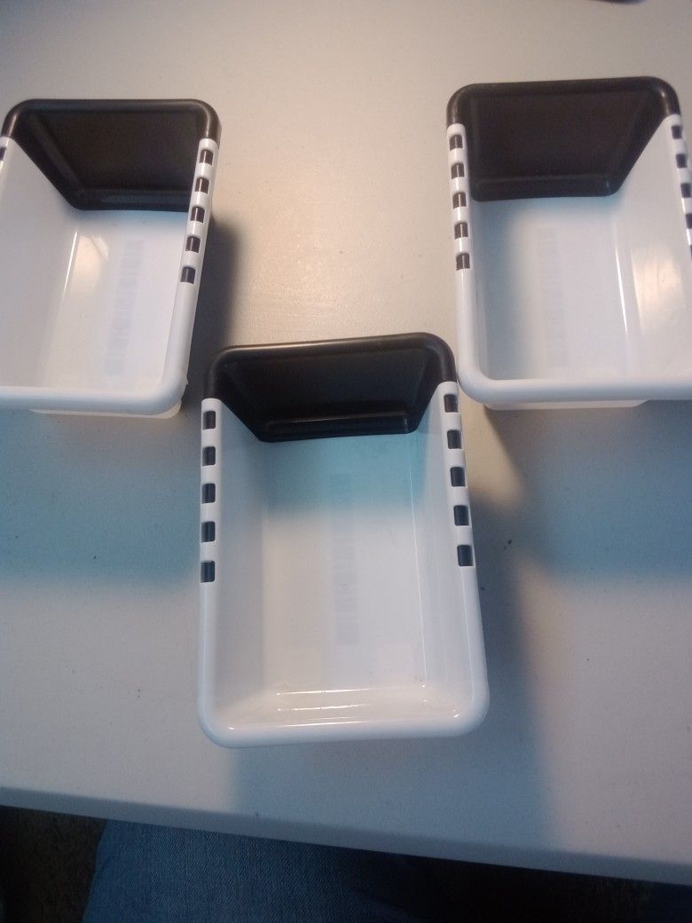 Three 3 Pack Of Plastic Extendable Adjustable Organizer Black And White Storage Containers