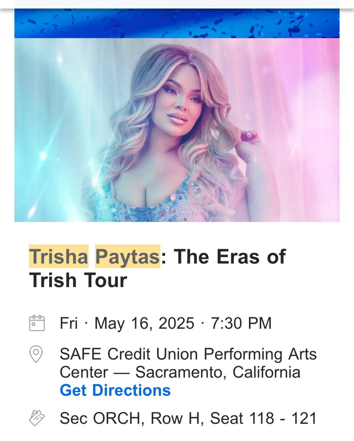 Trisha Paytas VIP tickets May 16 Sacramento