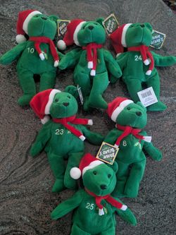 New 1998 Salvinos Bamm Beanos Beanie Babies Xmas Bear NWT( each $10