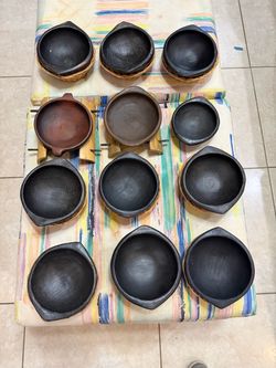 Handmade Clay Pottery Bowl Set / Juego de cuencos de cerámica hechos a mano