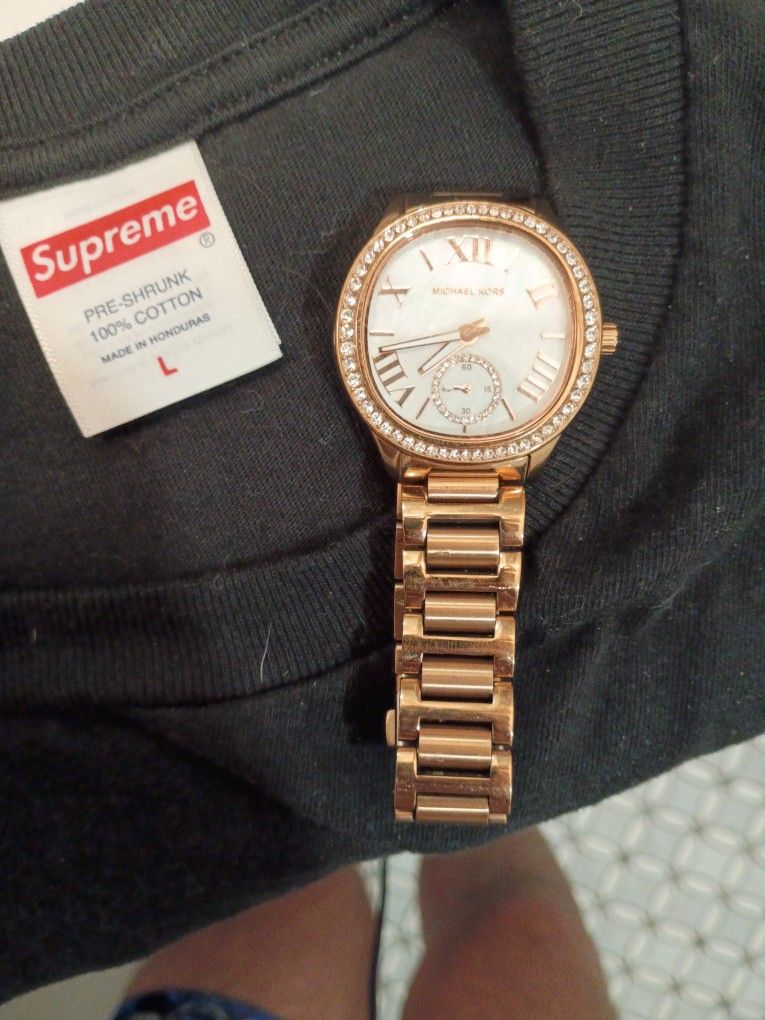 Michael Kors Rose Gold Pearl Face Diamond Watch
