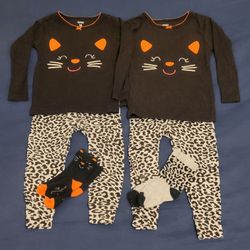 Twin Halloween Cat Outfits 18 Months