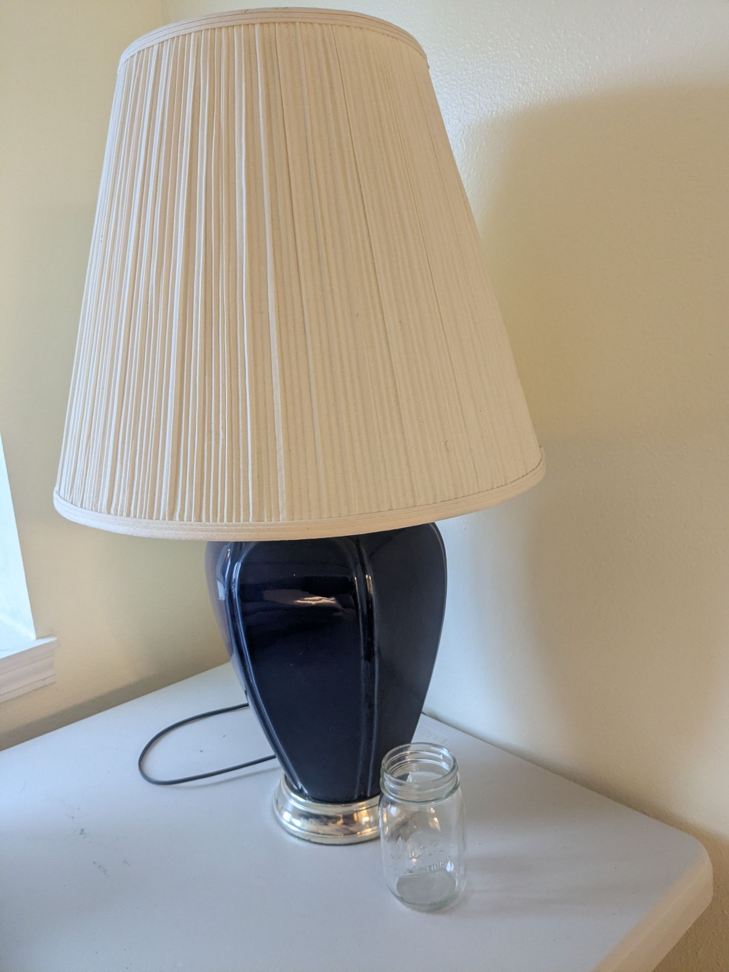 Large ceramic table top lamp, blue