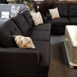Bramd New Black/Gray/Brown Sofa + Loveseat 2PCs Set