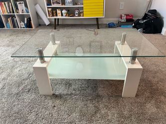 Glass double shelf coffee table