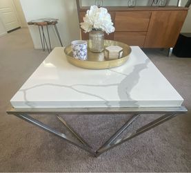 Real Marble/Chrome Coffee Table