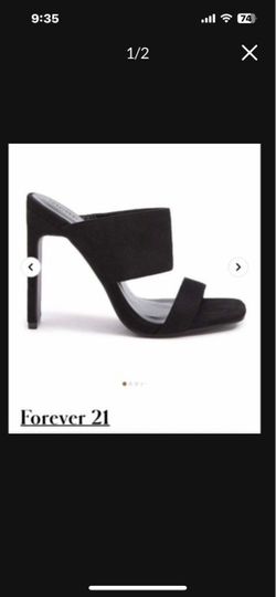 NEW Forever 21 XXI Women Black Suede Mule High Heels Sandals Size 6