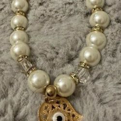 white pearl lucky bracelet 
