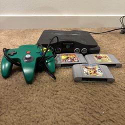 Nintendo 64 Console - With 1 Controller And  3 Games