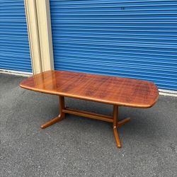 Mid Century Modern Teak Dining Table With Fold-Out Leaf
