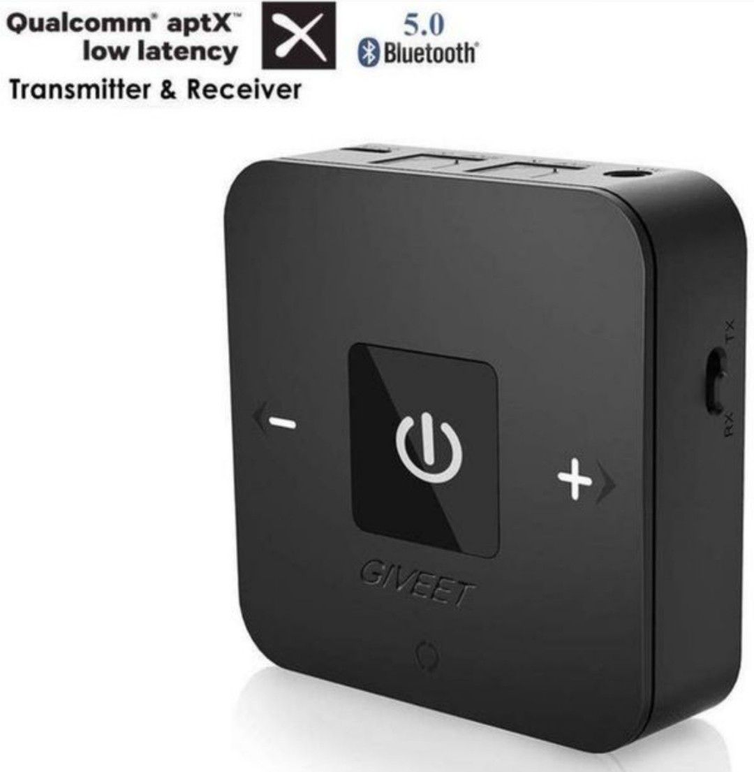 Giveet aptX Low Latency Bluetooth Audio Transmitter Receiver for TV, Dual Link, Optical, 3.5mm & RCA AUX for Home Car Stereo PC Headphone Speaker