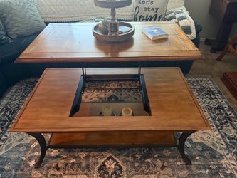 Lift-Top Wood and Metal Coffee Table