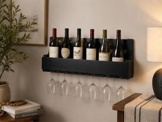 Rustic dark wood wine rack bar