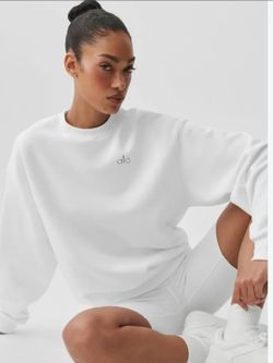 Alo Yoga White Oversized Crewneck Sweatshirt