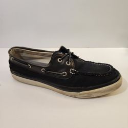 Sperry Black Canvas Slip-On Sneakers Boat Shoes w/ Memory Foam, Men's 11.5 M